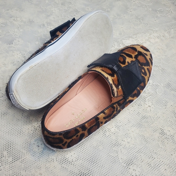 Kate‎ spade Delise Calf Hair Leather Leopard print slip on Sneaker Bow size 6 B - Picture 7 of 10
